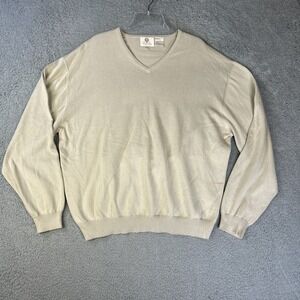 Vintage Viyella Sweater Mens XL Beige V Neck  Long Sleeve‎ Preppy Grandpa Golf